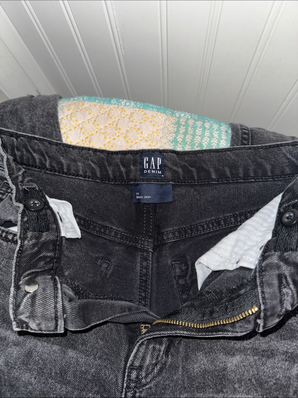 GAP Black Washed Denim Mom Jeans
